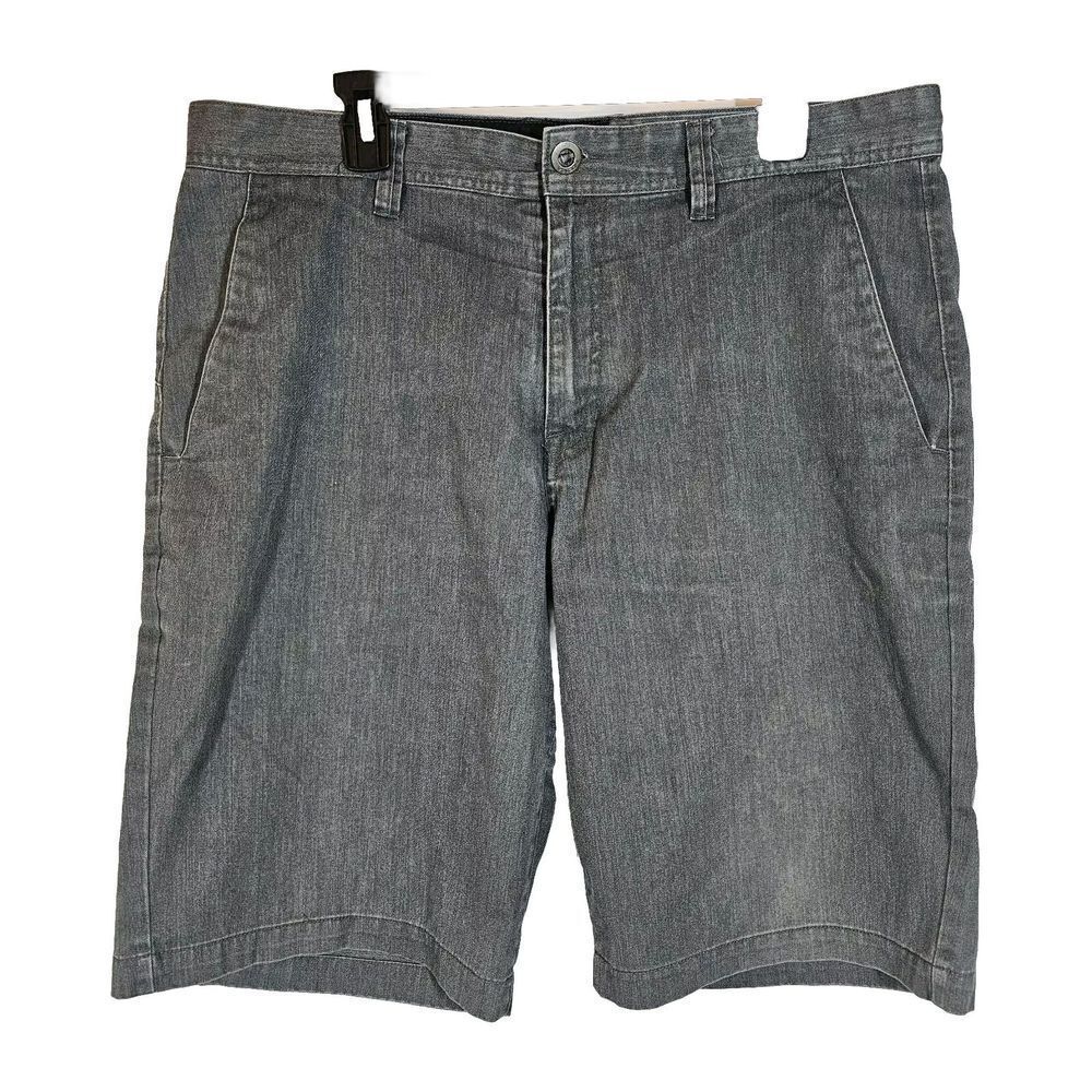 Volcom Flat Front Chino Shorts Logo Casual Modern Skater Surf Gray 38* (*Tag 36)